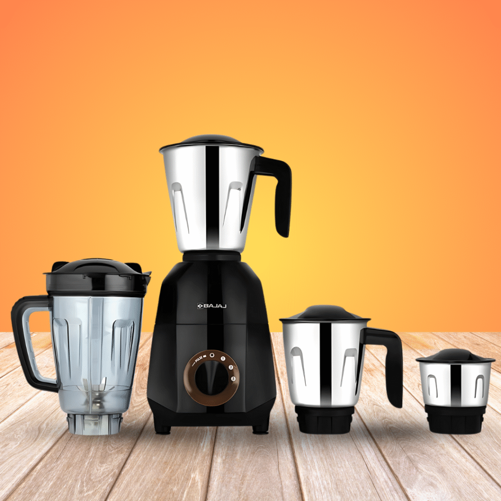 Bajaj Rex Dlx Ninja Series 4 Jar 750W Mixer Grinder | DuraCut Blades | 4 Stainless Steel Mixer Jars | For Dry & Wet Grinding | 2-Year Warranty